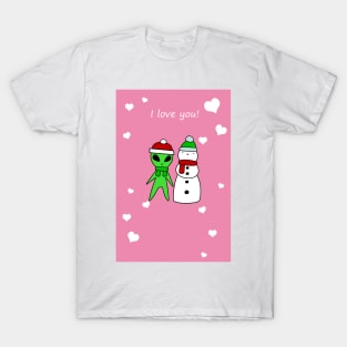 I Love You - Alien and Snowman T-Shirt